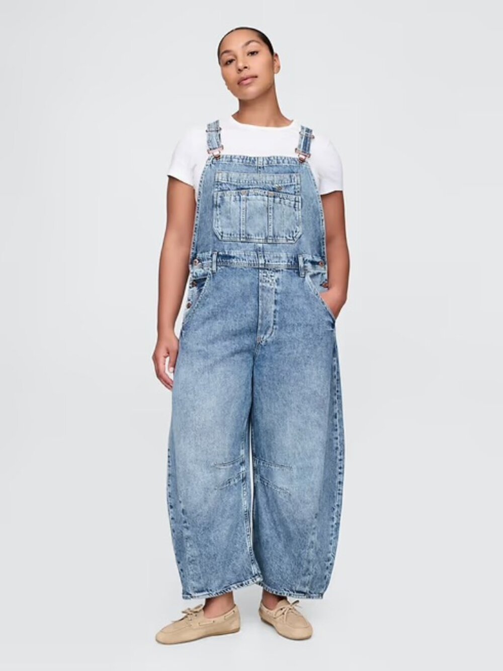GAP Ultrasoft Denim Horseshoe Overalls (XL)